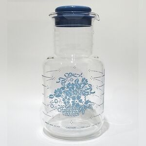 Vntg 2 quart "Country Cornflower" Glass Corning Pyrex Carafe 48oz 🇺🇸